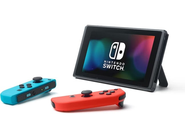 Nintendo Switch avec manettes Joy-Con bleu néon/rouge néon