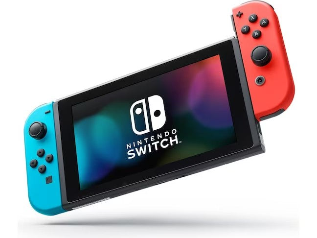 Nintendo Switch avec manettes Joy-Con bleu néon/rouge néon